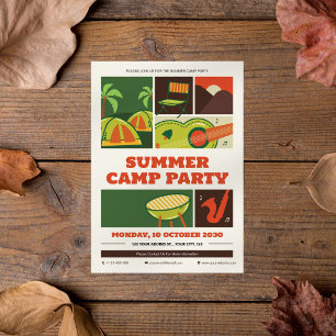 Retro Summer Camp Party Invitation