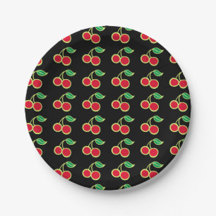 Retro Summer Cherry Party Picnic Paper Plates