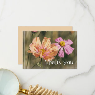 Retro Summer Cosmea Blooms Thank You Card