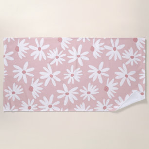 Retro Summer Daisies Pattern Small #4 #pattern Beach Towel
