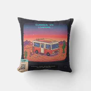 Retro Summer Error 404 T-Shirt Glitch Art Cushion