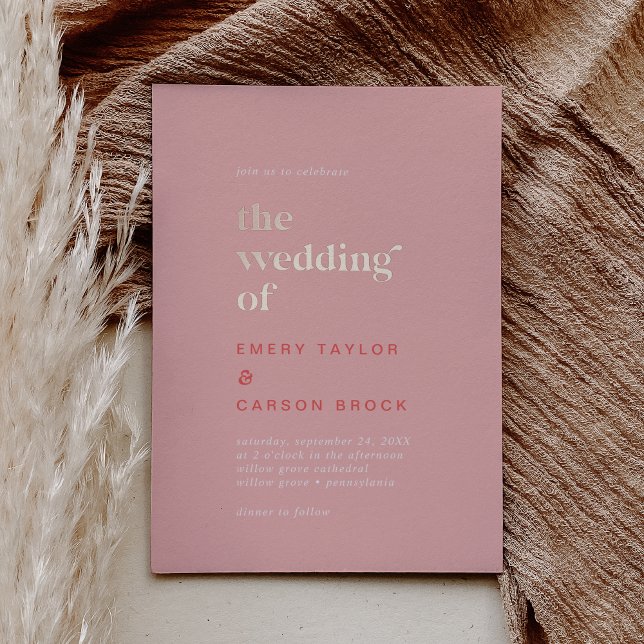 Retro Summer Foil Pink and Orange The Wedding Of (Creator Uploaded)