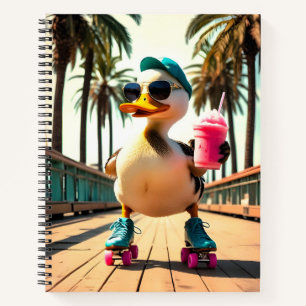Retro Summer Funny Roller Duck  Notebook