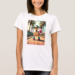 Retro Summer Funny Roller Duck  T-Shirt