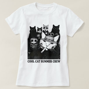Retro Summer Gangster Cats Funny Meme Graphic Tee