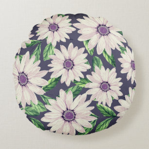 Retro Summer Garden Round Cushion