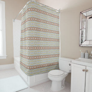 Retro Summer Geometric Color Block Pattern Design Shower Curtain