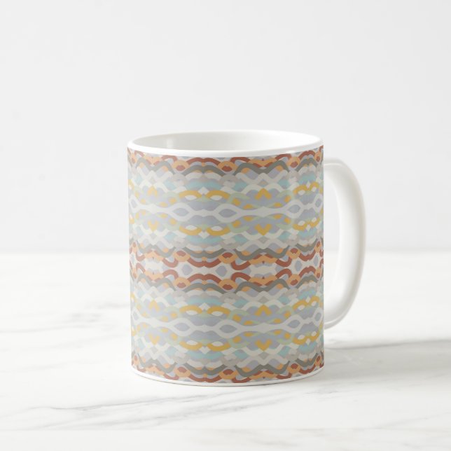 Retro Summer Geometric Colour Block Pattern Design Coffee Mug (Front Right)
