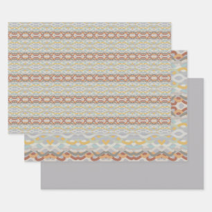 Retro Summer Geometric Colour Block Pattern Design Wrapping Paper Sheet