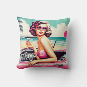 Retro Summer Girl Cushion