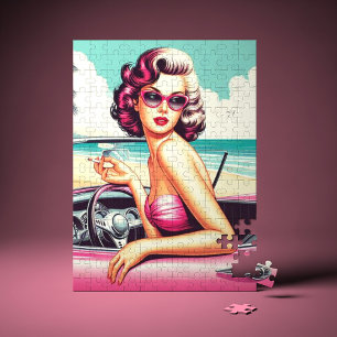 Retro Summer Girl Jigsaw Puzzle