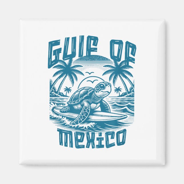 Retro Summer Gulf Of Mexico Forever Turtle Beach G Magnet (Front)