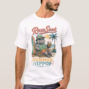 Retro Summer Hippo Beach Graphic Tank Top Vintage