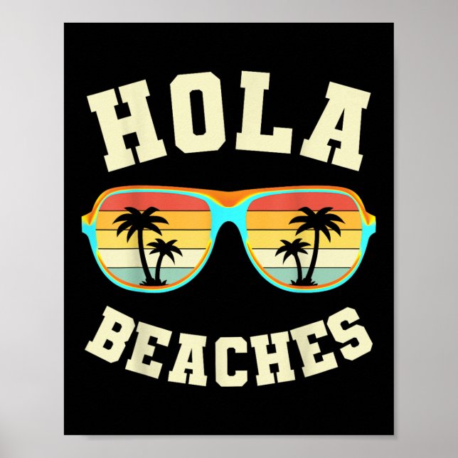 Retro Summer Hola Beaches Funny Beach Vacation Vin Poster (Front)