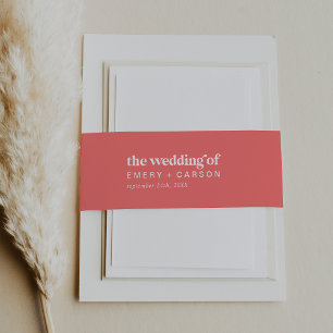 Retro Summer Hot Pink The Wedding Of Belly Band Invitation Belly Band