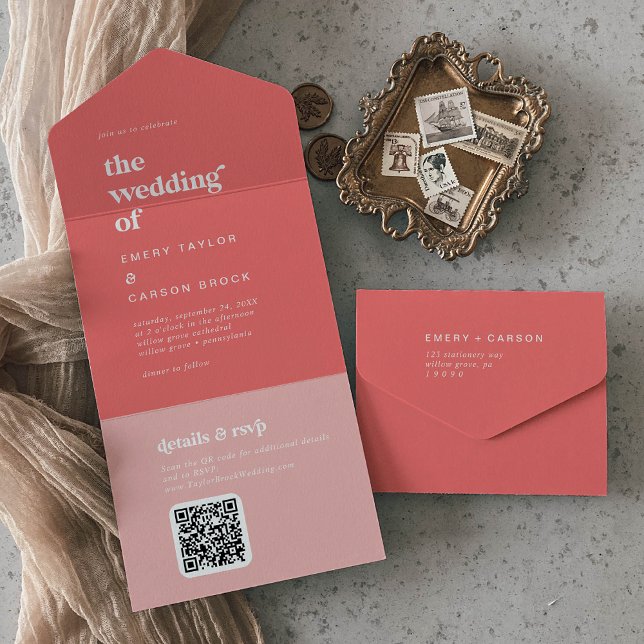 Retro Summer | Hot Pink Wedding All In One Invitation (Creator Uploaded)