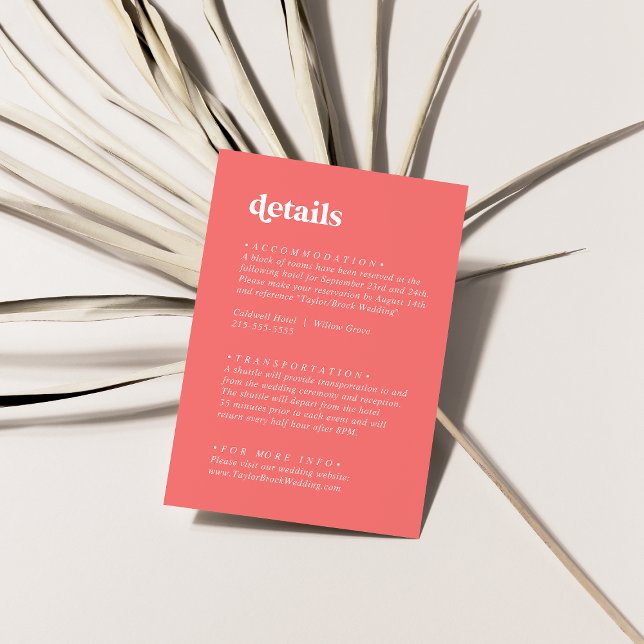 Retro Summer | Hot Pink Wedding Details Enclosure Card (Creator Uploaded)