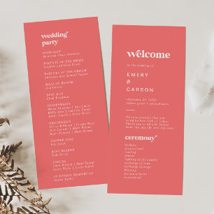 Retro Summer   Hot Pink Wedding Program Programme