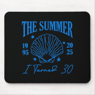 Retro Summer I Turn 30 Seashell Coastal Beach Summ Mouse Mat