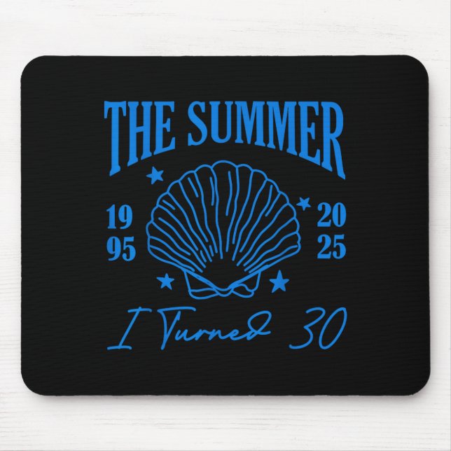 Retro Summer I Turn 30 Seashell Coastal Beach Summ Mouse Mat (Front)