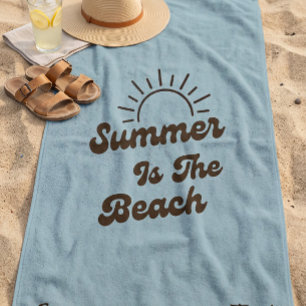 Retro Summer is the Beach Custom Towel