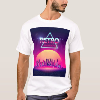 "Retro Summer Night - Neon Cityscape with Vintage  T-Shirt