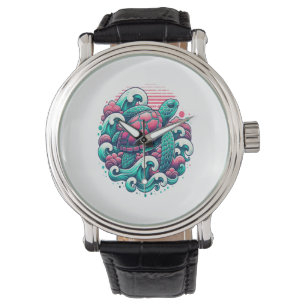 Retro Summer Ocean Wave Turtle Watch