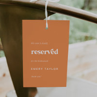 Retro Summer Orange DIY Wedding Reserved Seat Tags