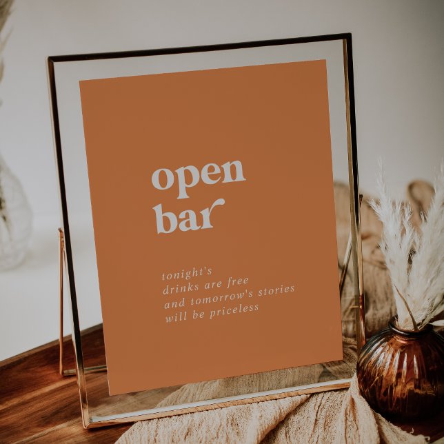 Retro Summer | Orange Wedding Open Bar Sign (Creator Uploaded)