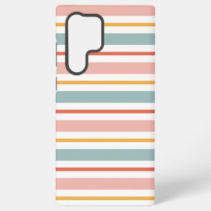 Retro Summer Pastel Striped Pink Mint And Mustard  Samsung Galaxy Case