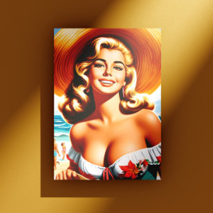 Retro Summer Pin-up Postcard