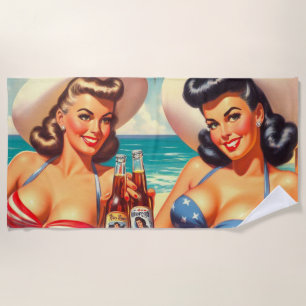 Retro Summer Pin-ups Beach Towel