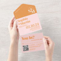 Retro Summer Pink and Orange Photo Wedding