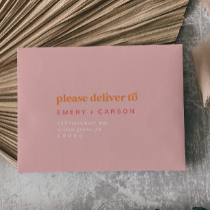 Retro Summer   Pink and Orange Self-Addressed RSVP Envelope