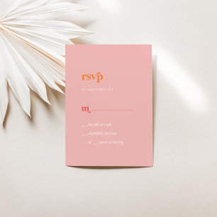 Retro Summer Pink and Orange Simple RSVP Card