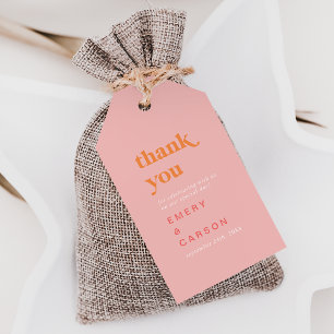 Retro Summer Pink and Orange Thank You Favour Gift Tags