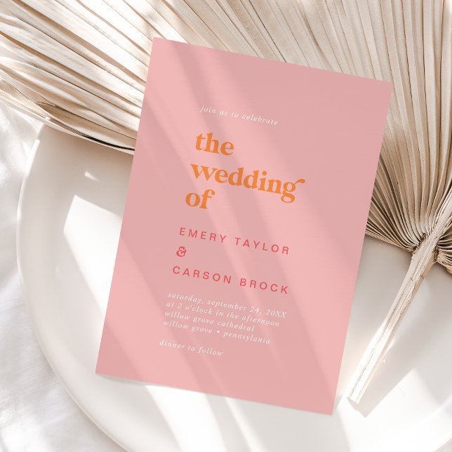 Retro Summer | Pink and Orange The Wedding Of Invitation (Creator Uploaded)