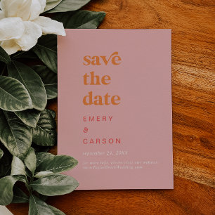 Retro Summer   Pink and Orange Wedding Save The Date