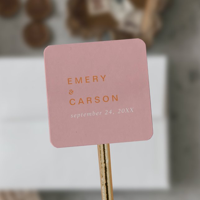 Retro Summer | Pink Orange Wedding Envelope Seals (Creator Uploaded)