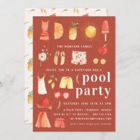 Retro Summer | Pool Party Invitation