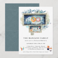 Retro Summer | Pool Party Invitation