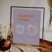 Retro Summer | Purple Orange Signature Drinks Sign