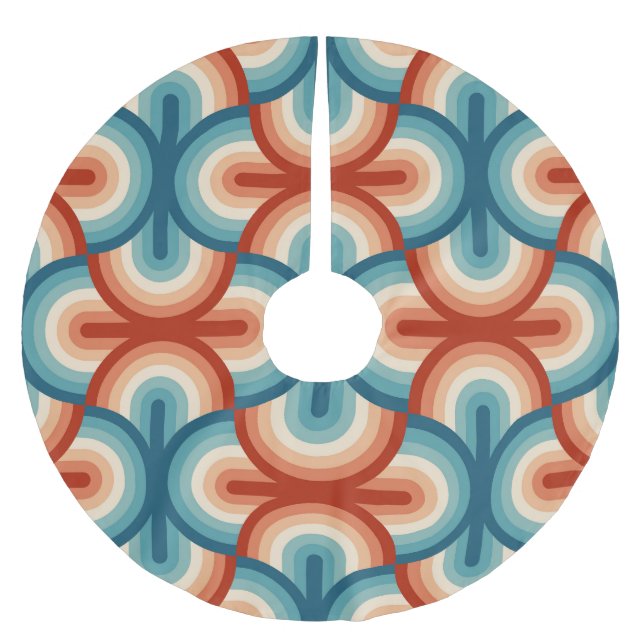 Retro Summer Rainbow Stripes Pattern Brushed Polyester Tree Skirt (Front)
