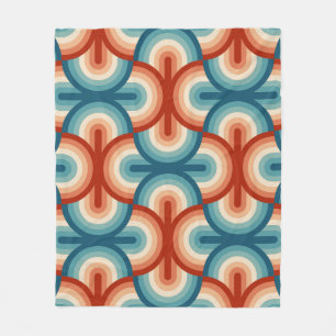 Retro Summer Rainbow Stripes Pattern Fleece Blanket