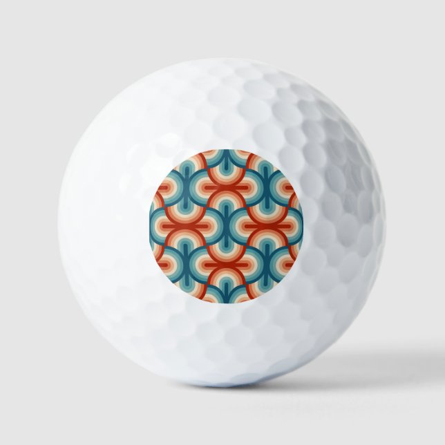 Retro Summer Rainbow Stripes Pattern Golf Balls (Front)