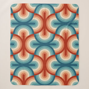 Retro Summer Rainbow Stripes Pattern Sherpa Blanket