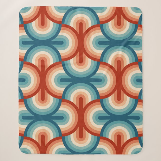 Retro Summer Rainbow Stripes Pattern Sherpa Blanket (Front)