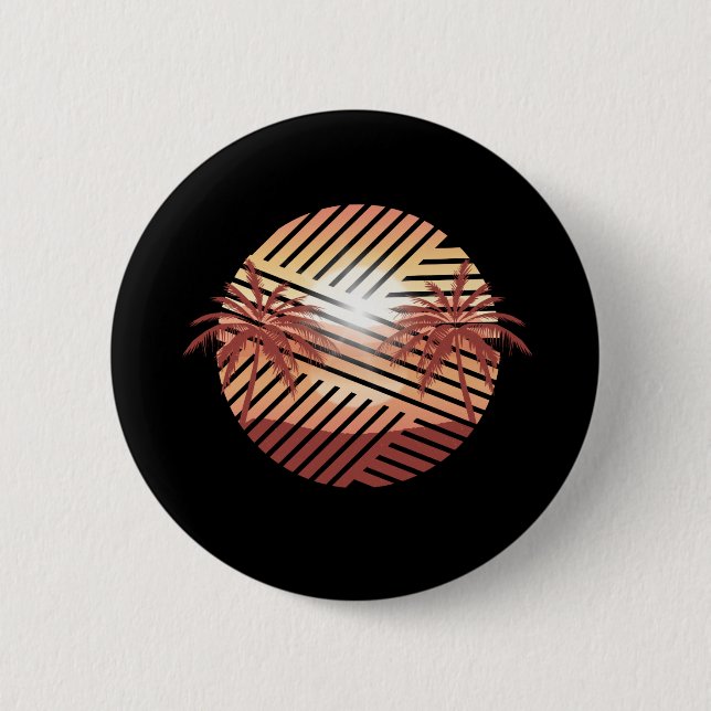 Retro Summer Time Paradise 6 Cm Round Badge (Front)