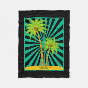 Retro summer vacation coconut palm trees tropical fleece blanket
