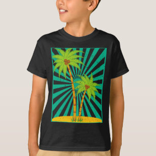 Retro summer vacation coconut palm trees tropical T-Shirt